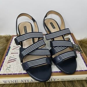 Alex Marie Navy Blue Striped Strappy Sandals.